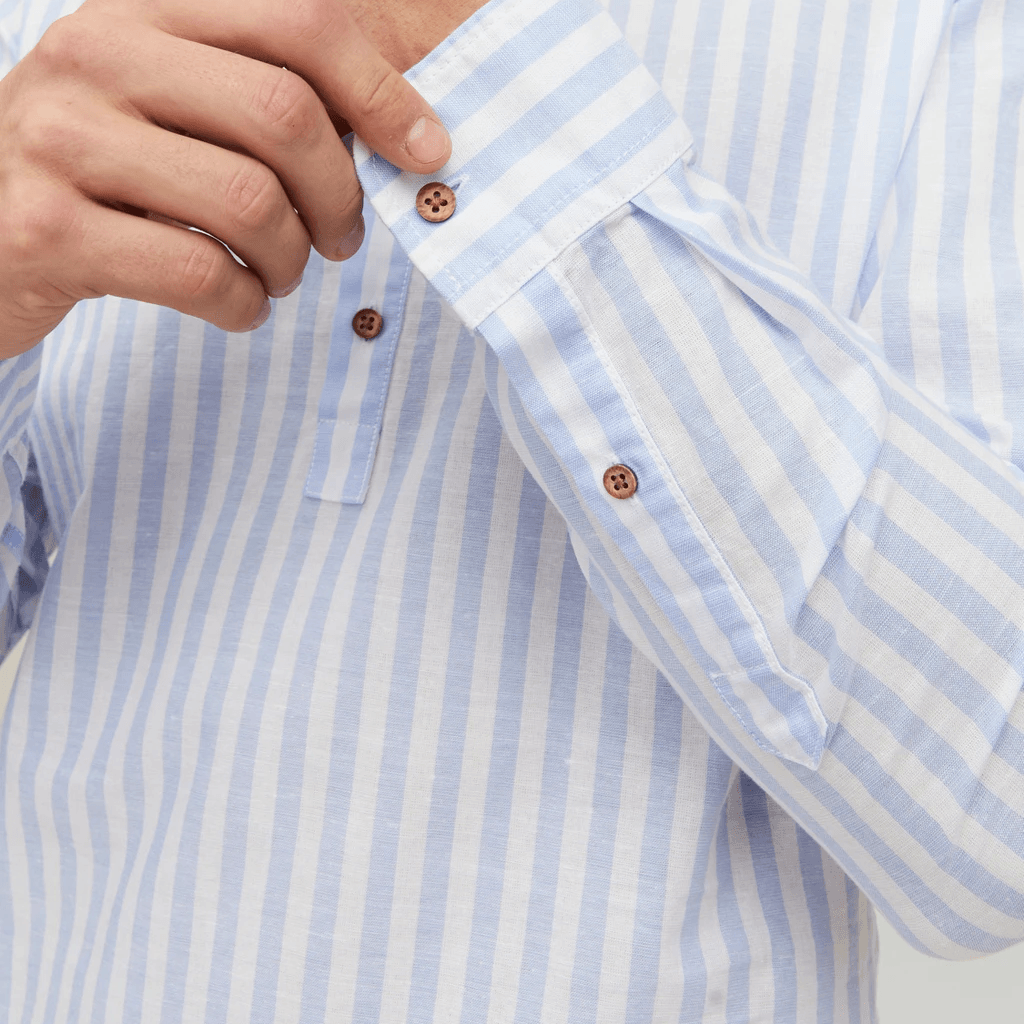 Jack & Jones Uomo Camicia Summer Half Celeste e Bianco 12196822