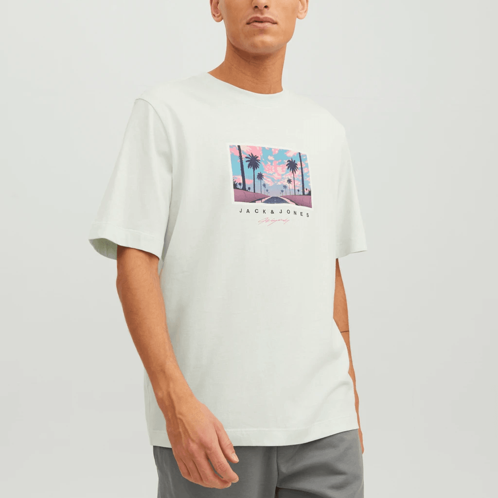 Jack & Jones Uomo T-shirt Tulum Landscape Light Blue 12235226