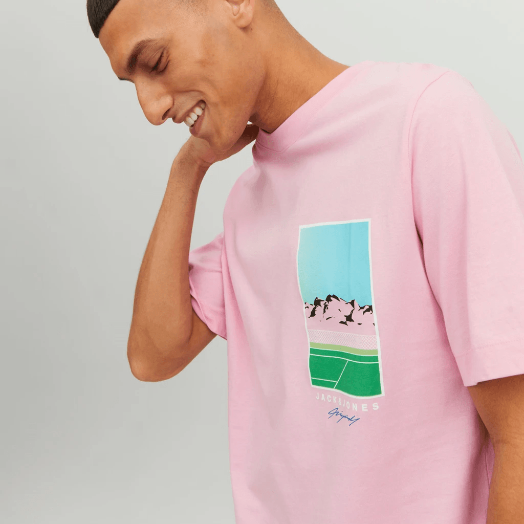 Jack & Jones Uomo T-shirt Tulum Landscape Rosa 12235226