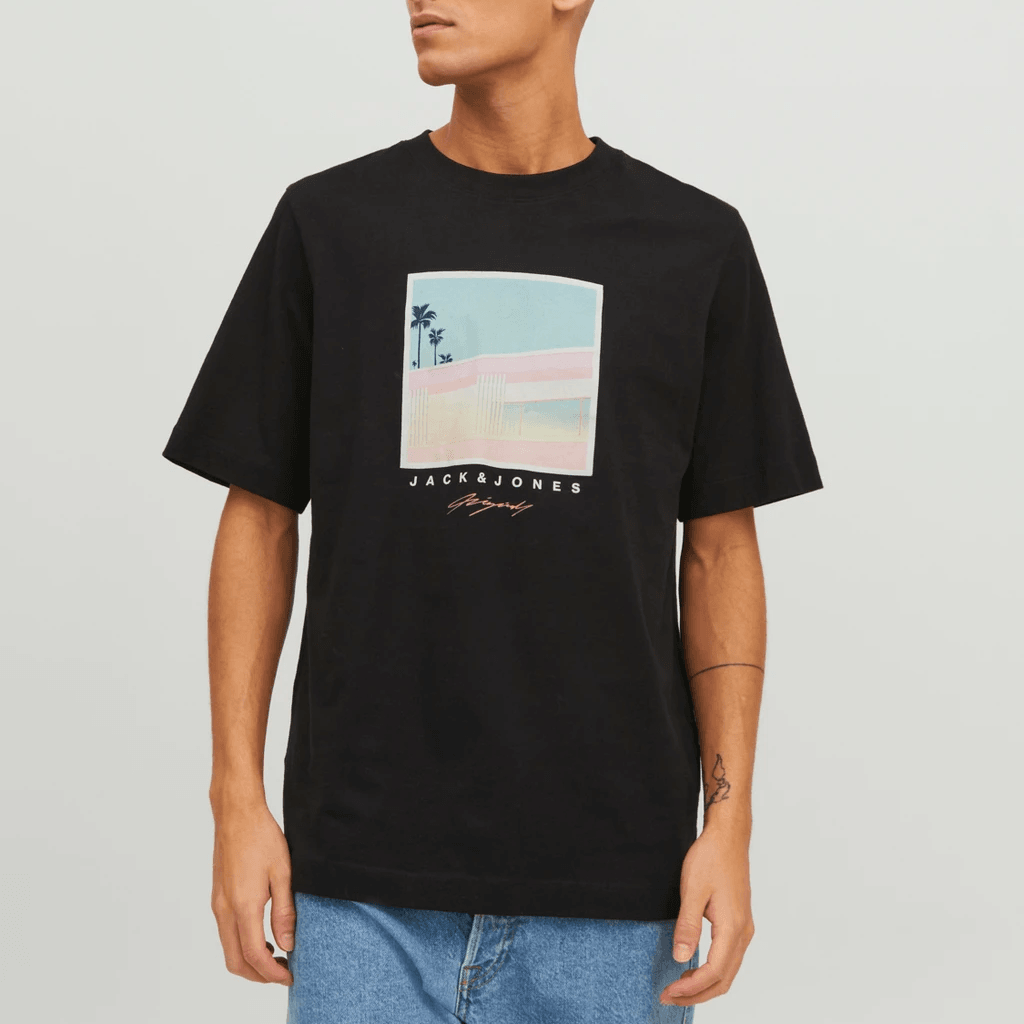 Jack & Jones Uomo T-shirt Tulum Landscape Nero 12235226