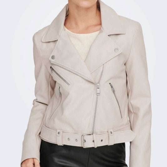 Only Donna Giubbino Vera Faux Biker Beige 15232135
